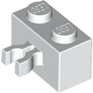 LEGO hvid Klods 1 x 2 med Lodret Clip (mellemrum i klip) (30237)