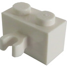 LEGO hvid Klods 1 x 2 med Lodret Clip med åben 'O' klip (42925 / 95820)