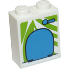 LEGO Weiß Backstein 1 x 2 x 2 mit Dark Azure Toilet Sitz Aufkleber mit Innenbolzenhalter (3245)