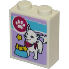 LEGO White Brick 1 x 2 x 2 with Dog Bicuits Sticker with Inside Stud Holder (3245)