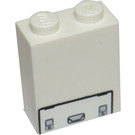 LEGO Wit Steen 1 x 2 x 2 met Hatch Sticker met binnenas houder (3245)