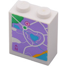 LEGO blanc Brique 1 x 2 x 2 avec Heartlake Map Autocollant avec porte-goujon intérieur (3245)