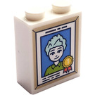 LEGO Wit Steen 1 x 2 x 2 met Picture, Number 1, Kader, Charlie Sticker met Stud houder aan de binnenzijde (3245)
