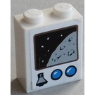 LEGO Weiß Backstein 1 x 2 x 2 mit Planet, Raum und 2 Blau Buttons Aufkleber mit Innenachshalter (3245)