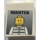 LEGO Wit Steen 1 x 2 x 2 met Wanted Poster Sticker met Stud houder aan de binnenzijde (3245)