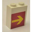 LEGO Wit Steen 1 x 2 x 2 met Geel Pijl Aan Both Sides Sticker met binnenas houder (3245)