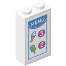 LEGO White Brick 1 x 2 x 3 with 'MENU' with Ice Creams Sticker (22886)