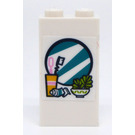 LEGO White Brick 1 x 2 x 3 with Mirror, Toothbrushes and Toothpaste Sticker (22886)