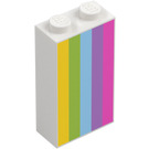 LEGO White Brick 1 x 2 x 3 with Rainbow Stripes Yellow / Green / Blue (22886 / 104590)