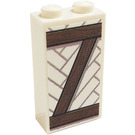 LEGO Wit Steen 1 x 2 x 3 met Timbered "Z" Shape Sticker (22886)