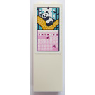 LEGO White Brick 1 x 2 x 5 with Calendar with Panda on the Tree Sticker with Stud Holder (2454)