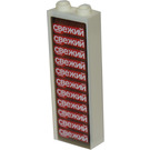 LEGO White Brick 1 x 2 x 5 with Characters on Red and Black Background Sticker with Stud Holder (2454 / 35274)