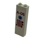 LEGO White Brick 1 x 2 x 5 with Groove with 'A-06', EMT Star of Life Sticker (88393)