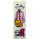 LEGO White Brick 1 x 2 x 5 with Hanger with Coat, Purse, Wellies and a Ball Sticker with Stud Holder (2454)