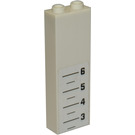 LEGO White Brick 1 x 2 x 5 with Measure lines Sticker with Stud Holder (2454)