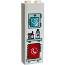 LEGO White Brick 1 x 2 x 5 with Medical Cabinet, Shelf with Bottles and Telephone Directory Sticker with Stud Holder (2454)