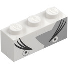 LEGO White Brick 1 x 3 with Angry Eyes with Eyelashes (3622 / 103798)