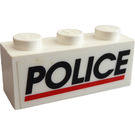 LEGO blanc Brique 1 x 3 avec Noir Police rouge Line Autocollant (3622)