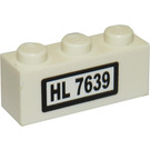 LEGO White Brick 1 x 3 with 'HL 7369' Sticker (3622)