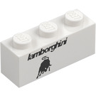 LEGO Hvit Kloss 1 x 3 med "lamborghini" (3622)