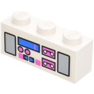 LEGO Weiß Backstein 1 x 3 mit Radio Aufkleber (3622)