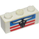 LEGO Weiß Backstein 1 x 3 mit rot Weiß und Blau Streifen, Steer Kopf (3622)