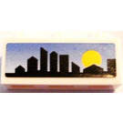 LEGO Weiß Backstein 1 x 3 mit Skyline mit Sunset Aufkleber (3622)