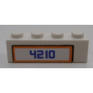 LEGO blanc Brique 1 x 4 avec '4210' Autocollant (3010)