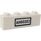 LEGO White Brick 1 x 4 with 'AH60283' Sticker (3010)