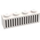 LEGO Blanco Ladrillo 1 x 4 con Negro 15 Bars Rejilla (3010)