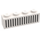 LEGO blanc Brique 1 x 4 avec Noir 15 Bars Grille (3010)