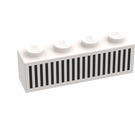 LEGO White Brick 1 x 4 with Black 20 Bars Grille (3010)