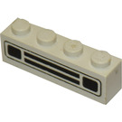 LEGO hvid Klods 1 x 4 med Sort Bil Grille og Headlights med prægning (3010)