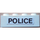LEGO Wit Steen 1 x 4 met Zwart 'Politie' Aan Wit Background Sticker (3010)