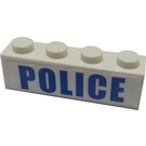 LEGO White Brick 1 x 4 with Blue 'POLICE' Sticker (3010)