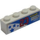 LEGO Weiß Backstein 1 x 4 mit Blau Stars, '23', 'ZENZORA', 'NUTY REZ', 'SPIN WEAR' (Recht) Aufkleber (3010)