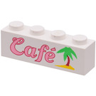 LEGO Wit Steen 1 x 4 met 'Cafe' & Palm Boom (3010)