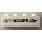 LEGO Wit Steen 1 x 4 met "CITY SEAWAYS" Sticker (3010)