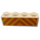 LEGO blanc Brique 1 x 4 avec Danger Rayures Autocollant (3010)
