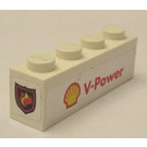 LEGO blanc Brique 1 x 4 avec Feu logo et 'V-Power' Autocollant (3010)