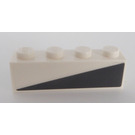 LEGO blanc Brique 1 x 4 avec grise Triangle - La gauche Autocollant (3010)