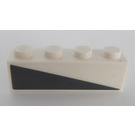LEGO Weiß Backstein 1 x 4 mit Grau Triangle - Recht Aufkleber (3010)