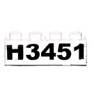LEGO White Brick 1 x 4 with 'H3451' Sticker (3010)