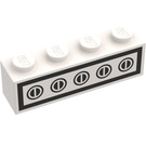 LEGO Wit Steen 1 x 4 met Homemaker Stove Switch (3010)