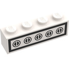 LEGO White Brick 1 x 4 with Homemaker Stove Switch (3010)