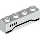 LEGO Blanco Ladrillo 1 x 4 con Horizontal line (3010 / 36439)