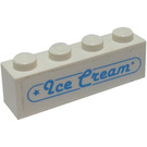 LEGO blanc Brique 1 x 4 avec ‘Crème glacée’, 2 Petit Stars et Outline Autocollant (3010)