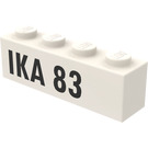 LEGO White Brick 1 x 4 with "IKA 83" (3010)