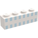 LEGO Weiß Stein 1 x 4 mit Licht Blau Quadrate (3010)