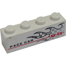 LEGO Weiß Backstein 1 x 4 mit 'PACE Auto V-8' Aufkleber (3010)